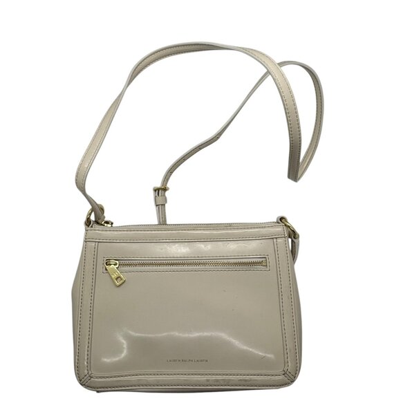 Lauren Ralph Lauren Cream Leather Crossbody Bag With Adjustable Strap & Gold - Picture 12 of 12